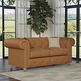Everett Leather 2 Seater Sofa Saddle Walnut Feet from Roseland Furniture
