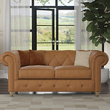 Everett Leather 2 Seater Sofa Saddle Walnut Feet from Roseland Furniture