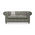 Everett Leather 2 Seater Sofa Stone Grey Washed Feet from Roseland Furniture