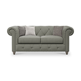 Everett Leather 2 Seater Sofa Stone Grey Washed Feet from Roseland Furniture