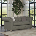 Everett Leather 2 Seater Sofa Stone Grey Washed Feet from Roseland Furniture