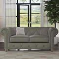 Everett Leather 2 Seater Sofa Stone Grey Washed Feet from Roseland Furniture