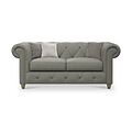 Everett Leather 2 Seater Sofa Stone Grey Walnut Feet from Roseland Furniture