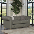 Everett Leather 2 Seater Sofa Stone Grey Walnut Feet from Roseland Furniture