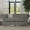 Everett Leather 2 Seater Sofa Stone Grey Walnut Feet from Roseland Furniture