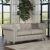 Everett Leather 3 Seater Sofa Cloud Washed Feet from Roseland Furniture