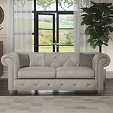 Everett Leather 3 Seater Sofa Cloud Washed Feet from Roseland Furniture