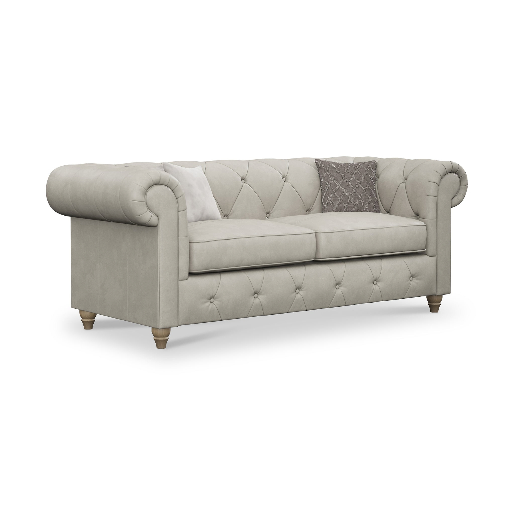 Everett Leather 3 Seater Sofa Cloud Walnut Feet from Roseland Furniture