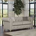 Everett Leather 3 Seater Sofa Cloud Walnut Feet from Roseland Furniture