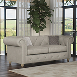 Everett Leather 3 Seater Sofa Cloud Walnut Feet from Roseland Furniture