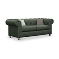 Everett Leather 3 Seater Sofa Green Washed Feet from Roseland Furniture