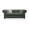Everett Leather 3 Seater Sofa Green Washed Feet from Roseland Furniture