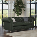 Everett Leather 3 Seater Sofa Green Washed Feet from Roseland Furniture