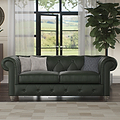 Everett Leather 3 Seater Sofa Green Washed Feet from Roseland Furniture
