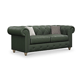 Everett Leather 3 Seater Sofa Green Walnut Feet from Roseland Furniture