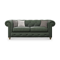 Everett Leather 3 Seater Sofa Green Walnut Feet from Roseland Furniture