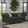 Everett Leather 3 Seater Sofa Green Walnut Feet from Roseland Furniture