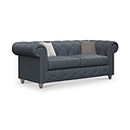 Everett Leather 3 Seater Sofa Navy Washed Feet from Roseland Furniture