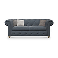 Everett Leather 3 Seater Sofa Navy Walnut Feet from Roseland Furniture