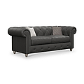 Everett Leather 3 Seater Sofa Raven Washed Feet from Roseland Furniture
