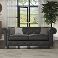 Everett Leather 3 Seater Sofa Raven Washed Feet from Roseland Furniture