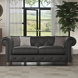 Everett Leather 3 Seater Sofa Raven Washed Feet from Roseland Furniture