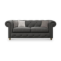 Everett Leather 3 Seater Sofa Raven Walnut Feet from Roseland Furniture