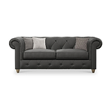 Everett Leather 3 Seater Sofa Raven Walnut Feet from Roseland Furniture