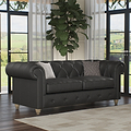 Everett Leather 3 Seater Sofa Raven Walnut Feet from Roseland Furniture