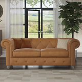 Everett Leather 3 Seater Sofa Saddle Washed Feet from Roseland Furniture
