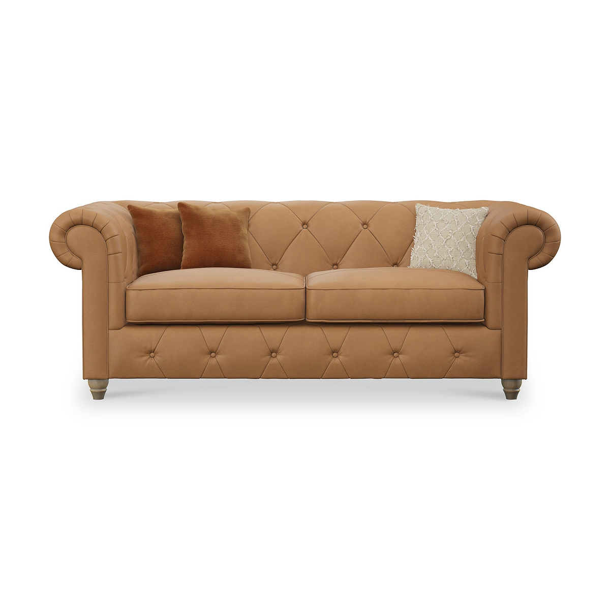Everett Leather 3 Seater Sofa Saddle Walnut Feet from Roseland Furniture
