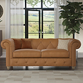 Everett Leather 3 Seater Sofa Saddle Walnut Feet from Roseland Furniture