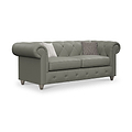 Everett Leather 3 Seater Sofa Stone Grey Washed Feet from Roseland Furniture