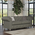 Everett Leather 3 Seater Sofa Stone Grey Washed Feet from Roseland Furniture