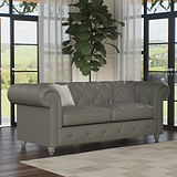 Everett Leather 3 Seater Sofa Stone Grey Washed Feet from Roseland Furniture