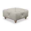 Everett Leather Footstool Cloud Walnut Feet from Roseland Furniture