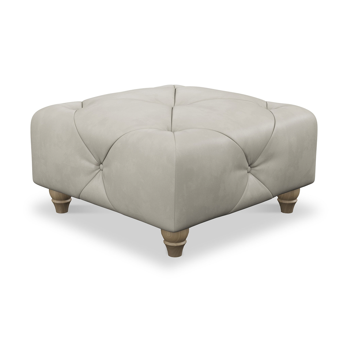 Everett Leather Footstool Cloud Walnut Feet from Roseland Furniture