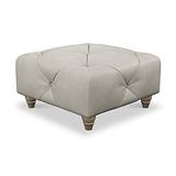 Everett Leather Footstool Cloud Walnut Feet from Roseland Furniture