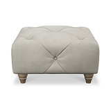 Everett Leather Footstool Cloud Walnut Feet from Roseland Furniture