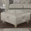Everett Leather Footstool Cloud Walnut Feet from Roseland Furniture
