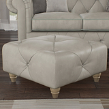 Everett Leather Footstool Cloud Walnut Feet from Roseland Furniture