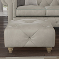 Everett Leather Footstool Cloud Walnut Feet from Roseland Furniture