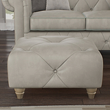 Everett Leather Footstool Cloud Walnut Feet from Roseland Furniture