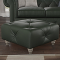 Everett Leather Footstool Green Washed Feet from Roseland Furniture