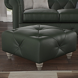 Everett Leather Footstool Green Washed Feet from Roseland Furniture