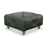 Everett Leather Footstool Green Walnut Feet from Roseland Furniture
