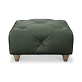 Everett Leather Footstool Green Walnut Feet from Roseland Furniture