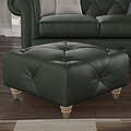 Everett Leather Footstool Green Walnut Feet from Roseland Furniture