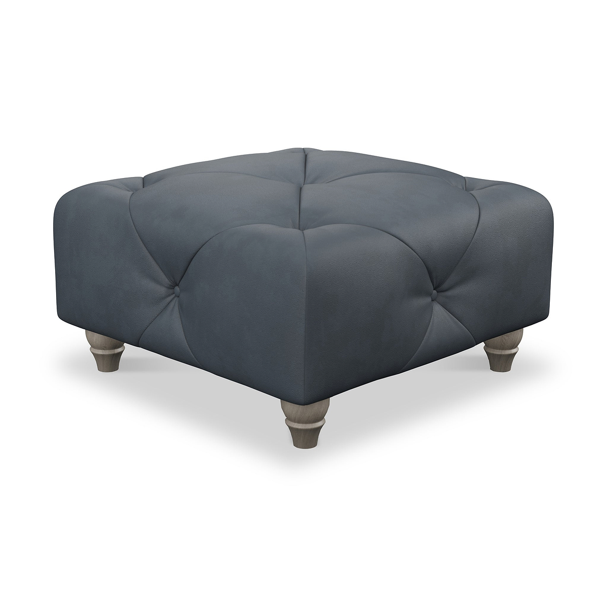 Everett Leather Footstool Navy Washed Feet from Roseland Furniture