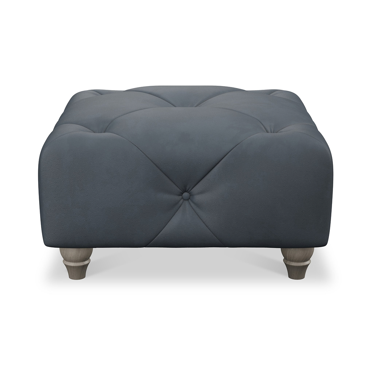 Everett Leather Footstool Navy Washed Feet from Roseland Furniture